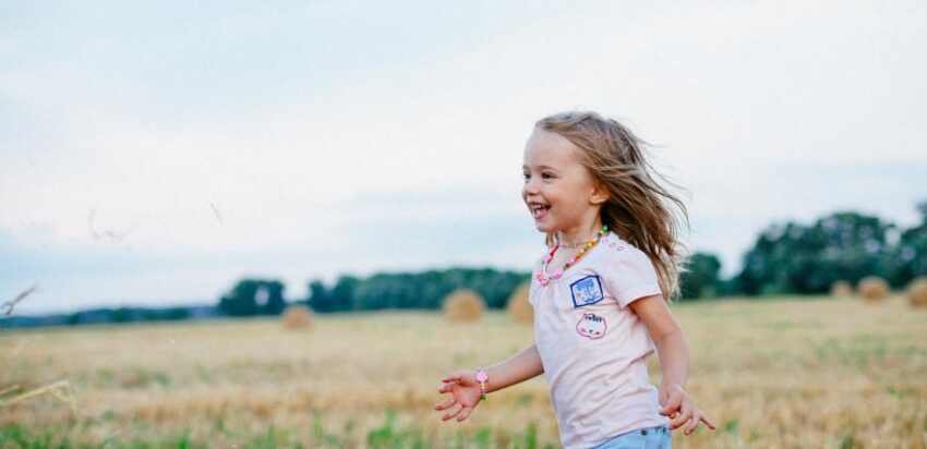 happy girl running