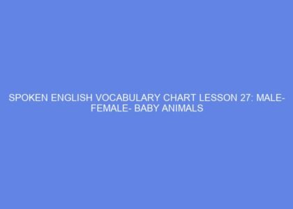 spoken english vocabulary chart lesson 27 male female baby animals 47419