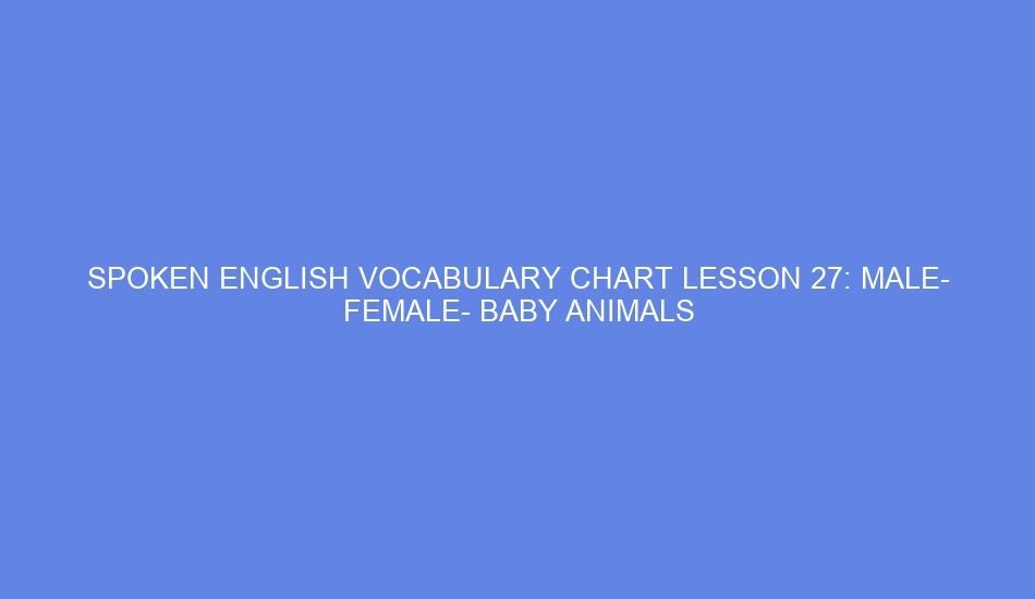 spoken english vocabulary chart lesson 27 male female baby animals 47419