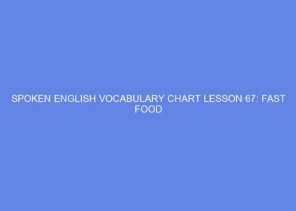 spoken english vocabulary chart lesson 67 fast food 40446