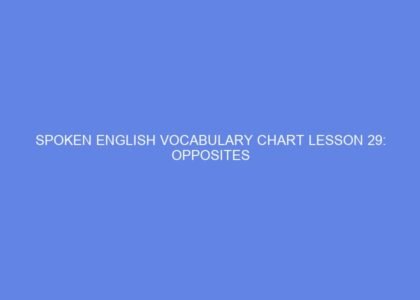Spoken english vocabulary chart lesson 29: opposites