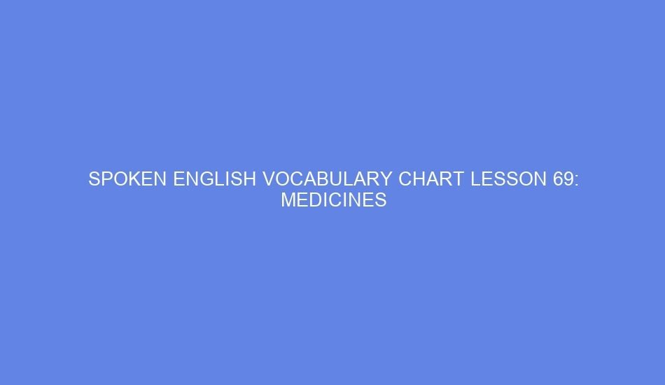 Spoken english vocabulary chart lesson 69: medicines