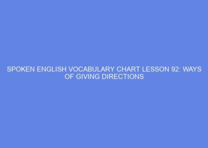 Spoken english vocabulary chart lesson 92: ways of giving directions