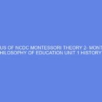 SYLLABUS OF NCDC MONTESSORI THEORY 2- MONTESSORI PHILOSOPHY OF EDUCATION Unit 1 HISTORY & IMPORTANCE OF MONTESSORI EDUCATION: DAY 1-2